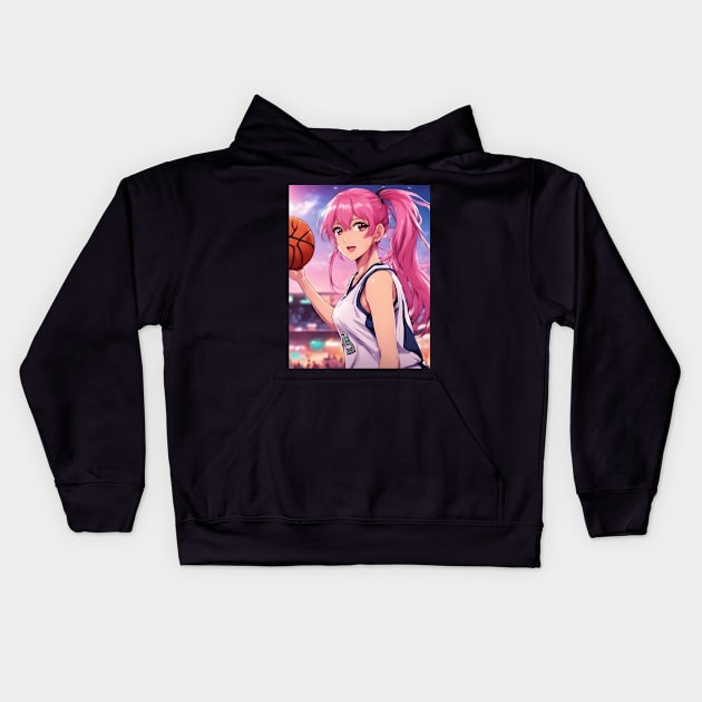 Basketball anime girl Kids Hoodie by animegirlnft